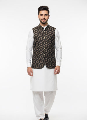 BLACK PRINTED WAISTCOAT