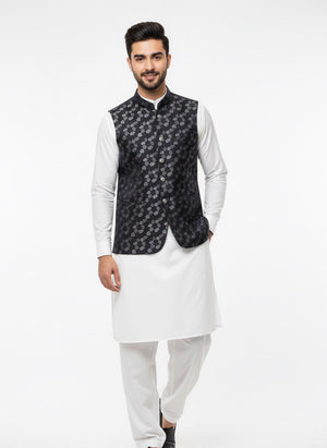 BLACK PRINTED WAISTCOAT