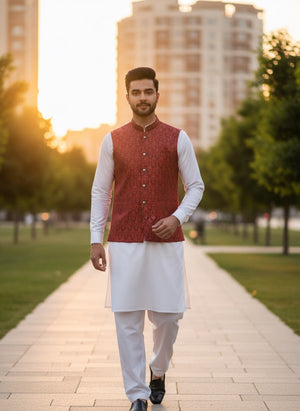 TEXTURED BLACK WAIST COAT