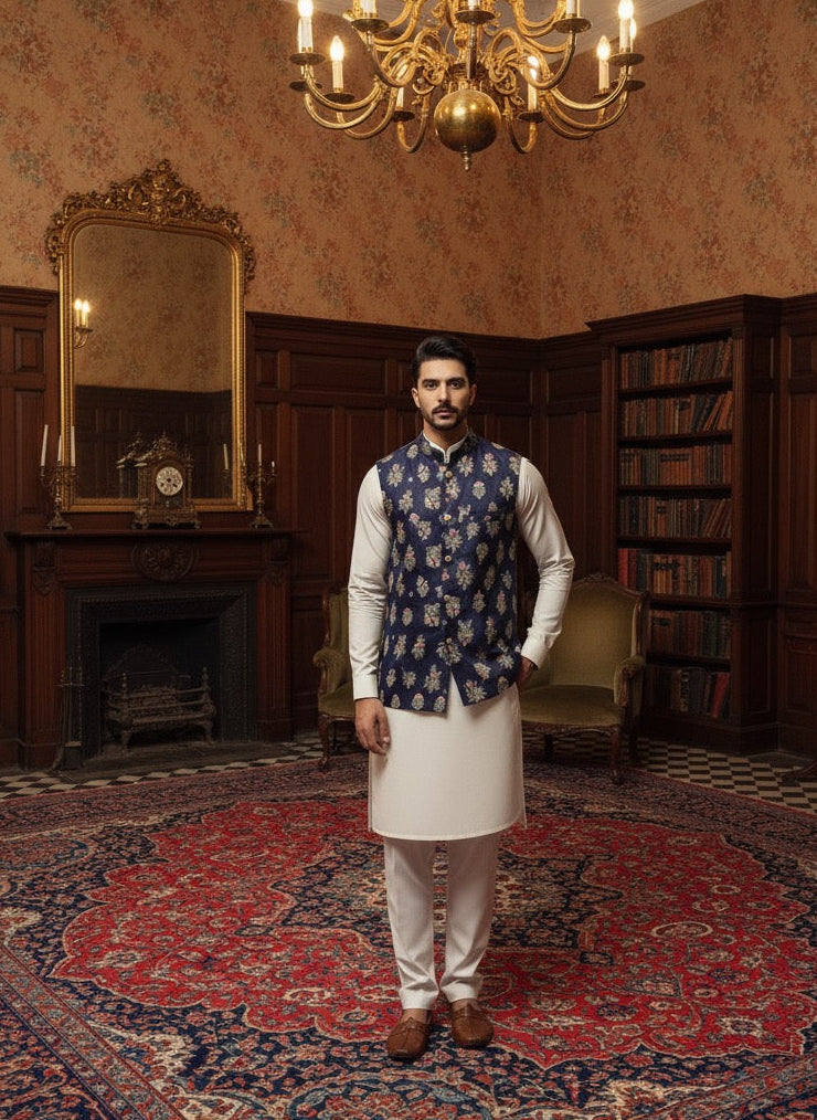 PURPLE EMBROIDERED WAISTCOAT