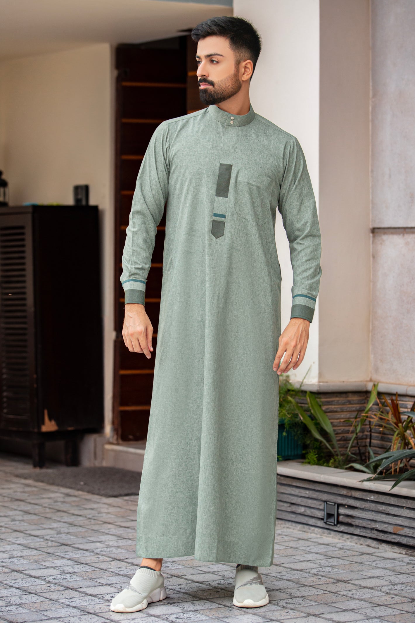 Pista Green Textured Designer Thobe