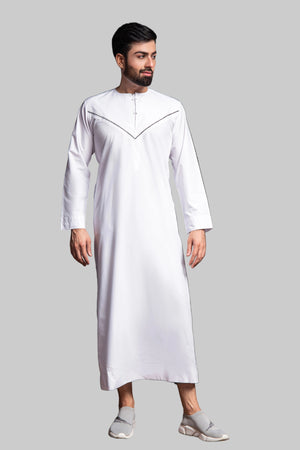 Al Qasr – White Embroidered Emirati Thobe
