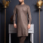 Brown Textured Kameez Shalwar
