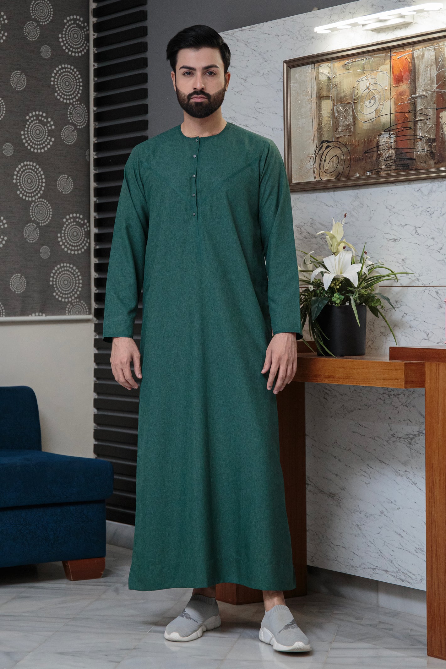 Green Textured Emarati Thobe