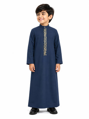 Sea Green Saudi Emboidered Kids Thobe