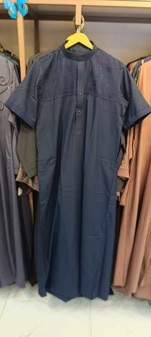 Navy Blue Designer Thobe Half Sleeve