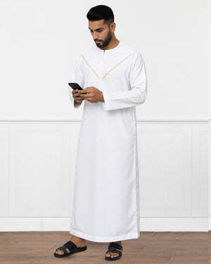 White Embroidered Emirati Thobe