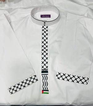 Bin Rizwan - White Embroidered Thobe